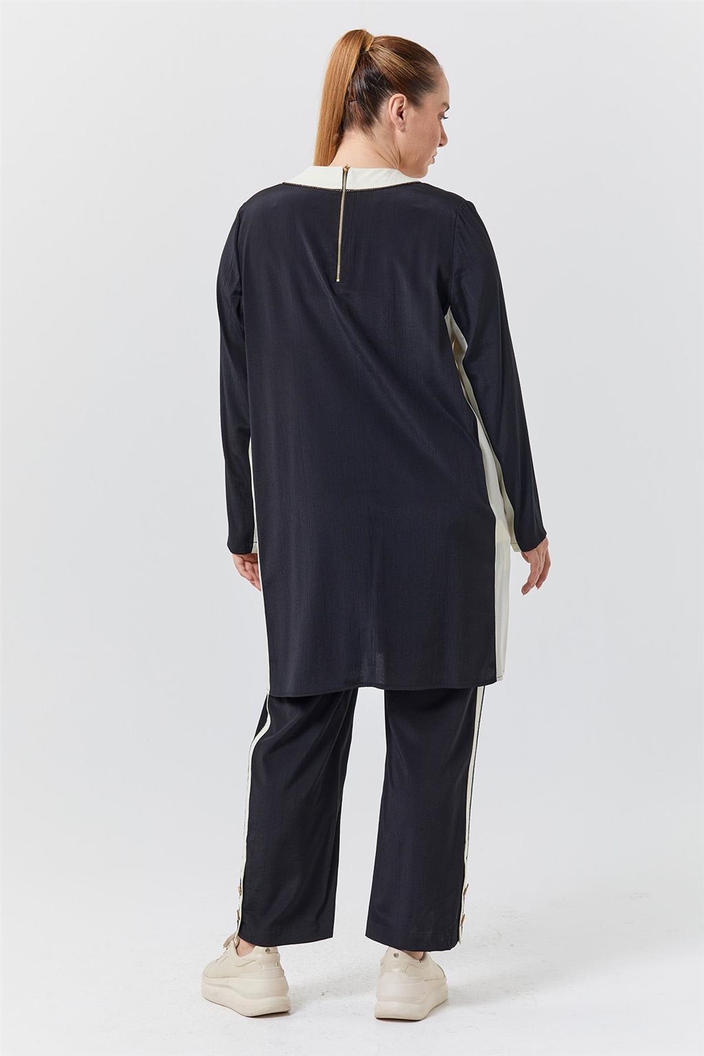 Piece Detailed Double Suit Black