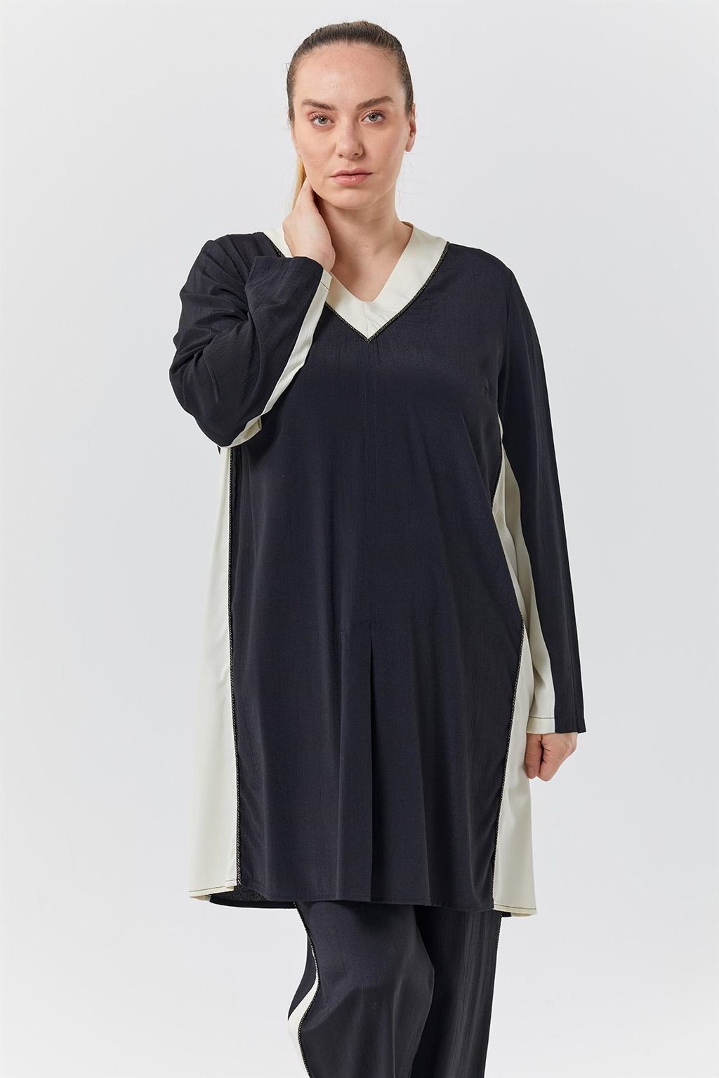 Piece Detailed Double Suit Black