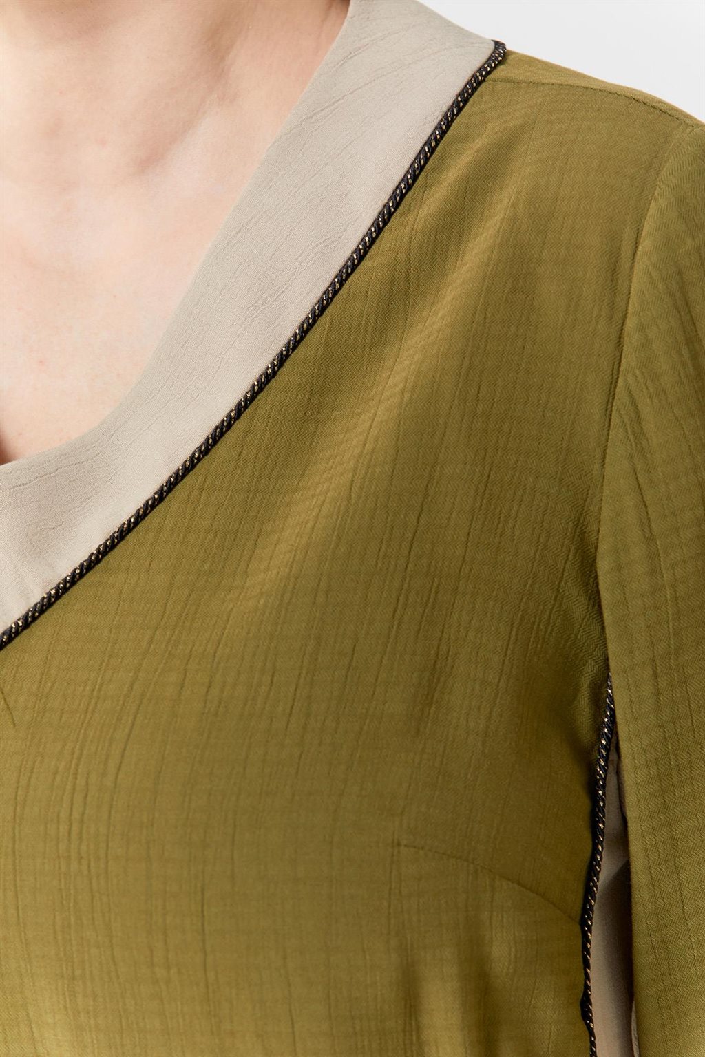 Piece Detailed Double Suit Khaki