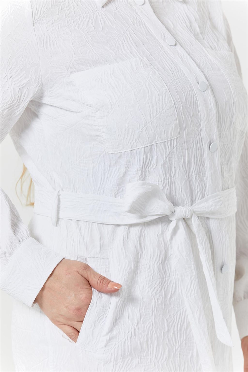  Double-Pocket Jacquard Cover-Up - Optic White