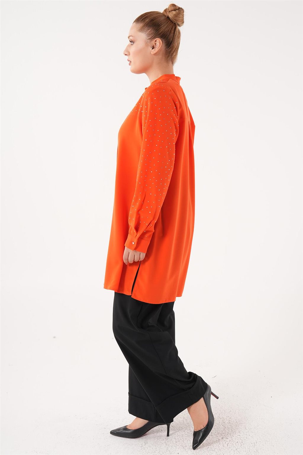 Stone Embroidered Tunic Coral