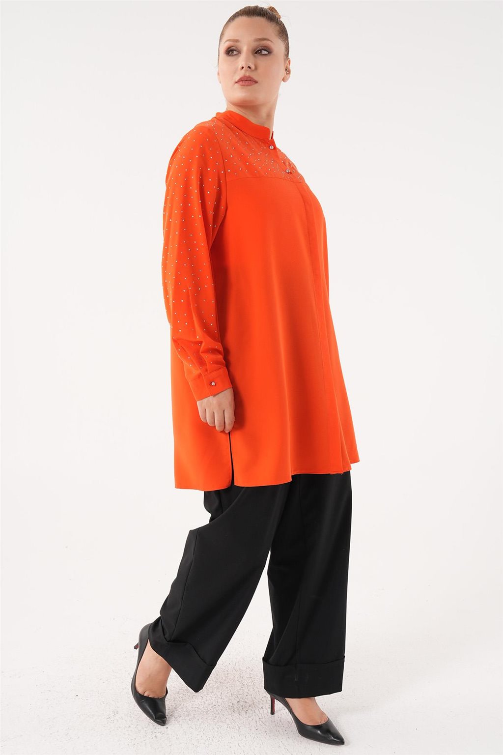Stone Embroidered Tunic Coral