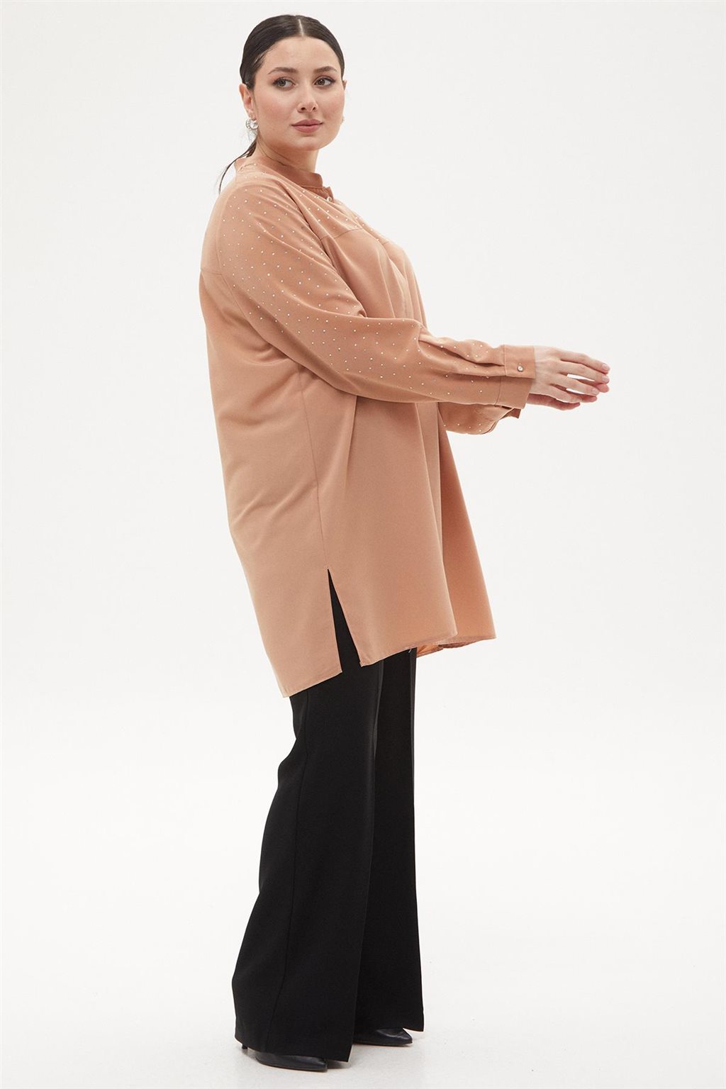 Stone-Embellished Tunic - Dark Clay
