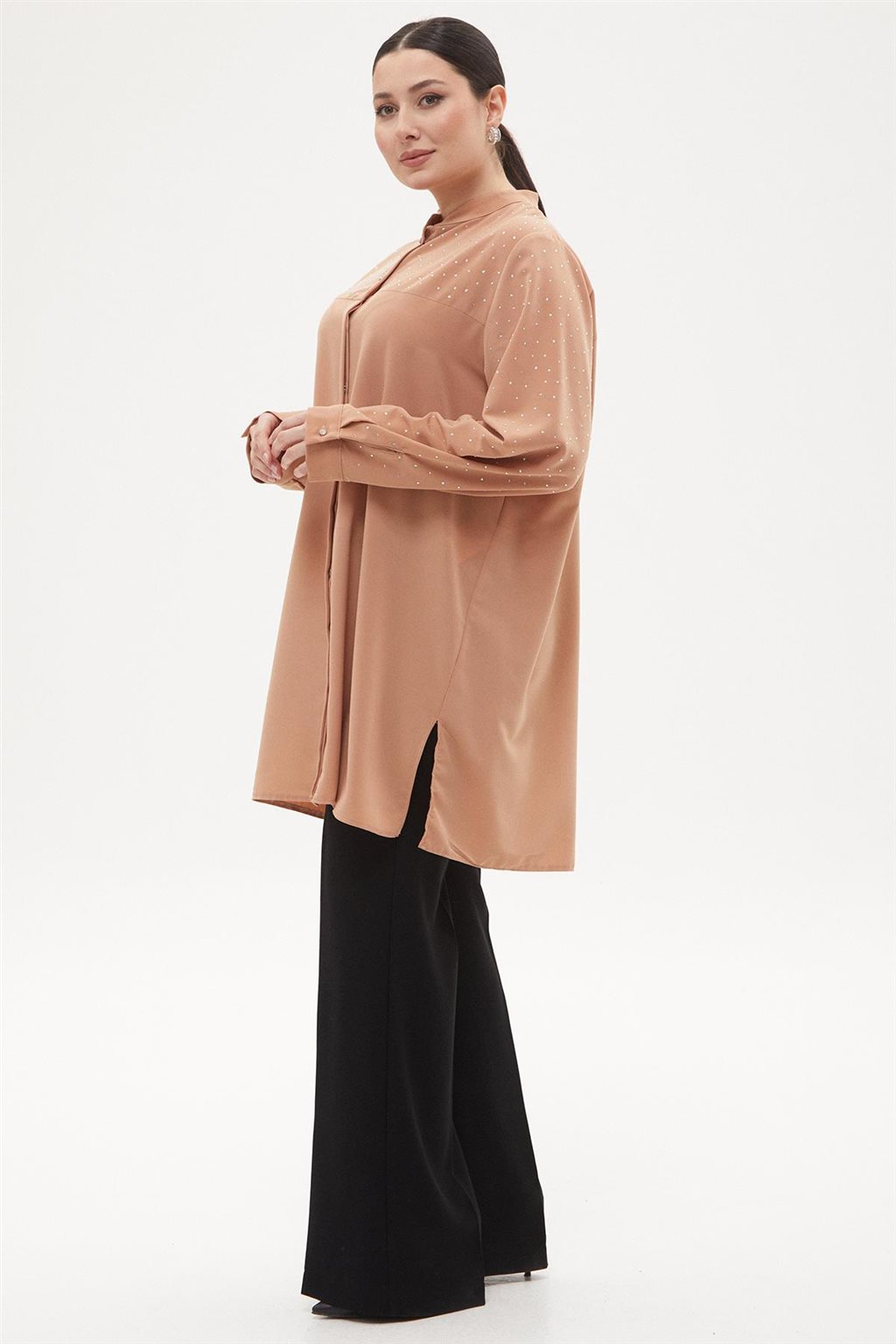  Stone-Embellished Tunic - Dark Clay