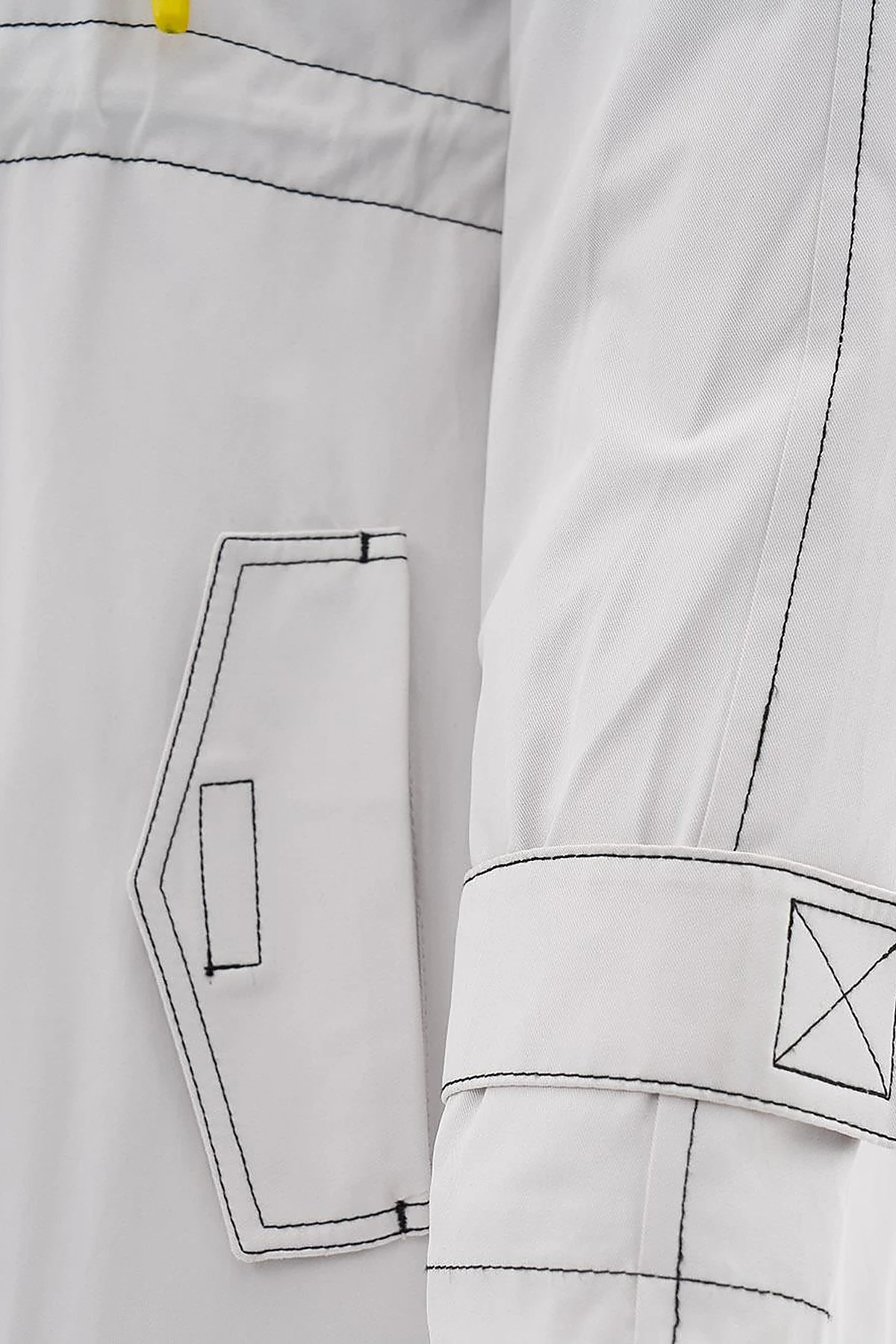 Adjustable Waist Hooded Anorak Coat Light Grey