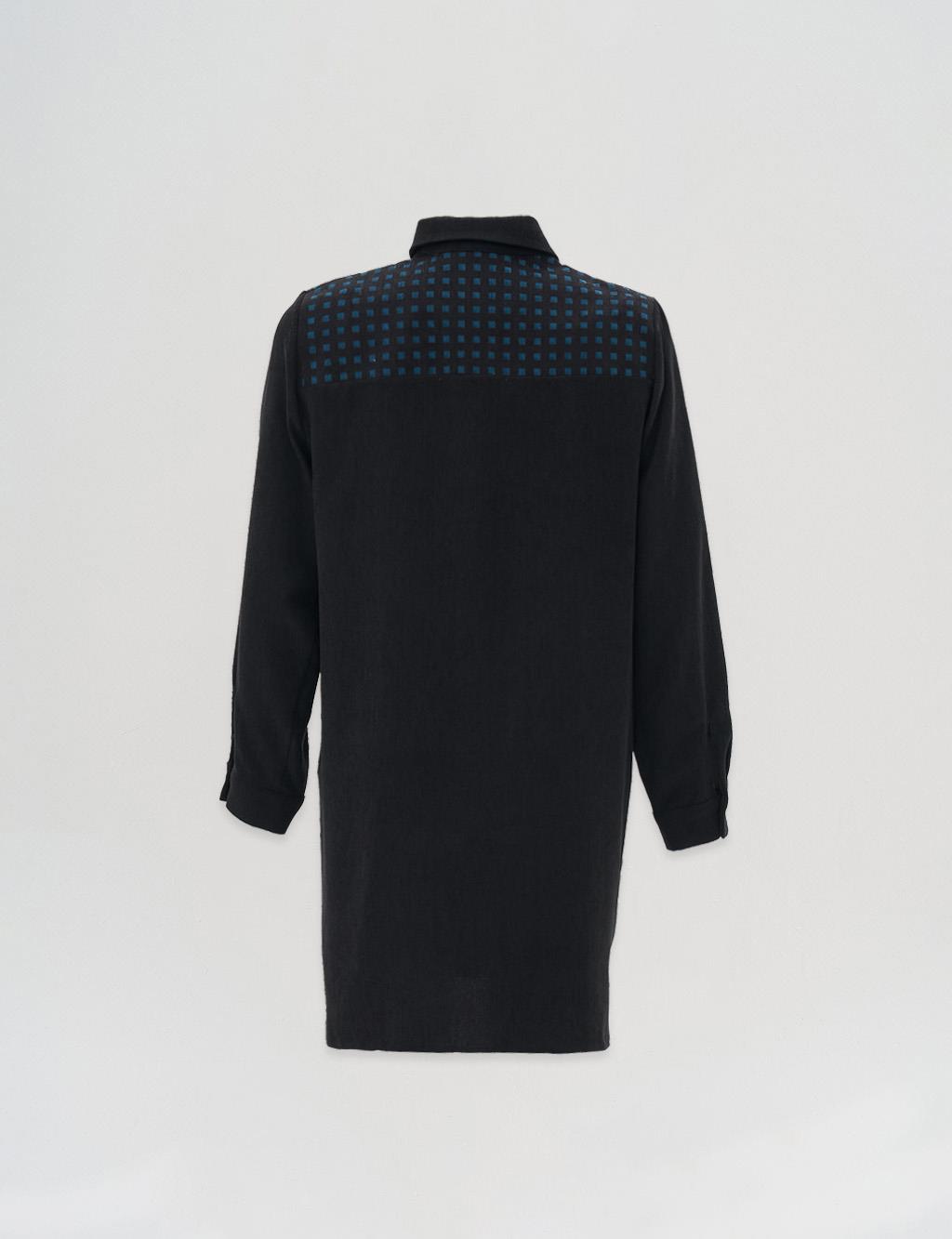 Checked Pocket Flap Tunic Black