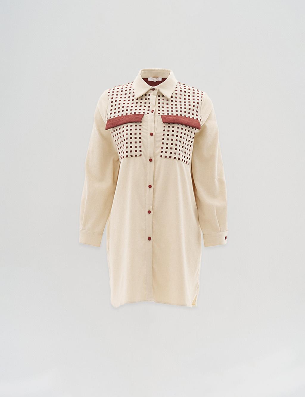 Checked Pocket Flap Tunic Cream 