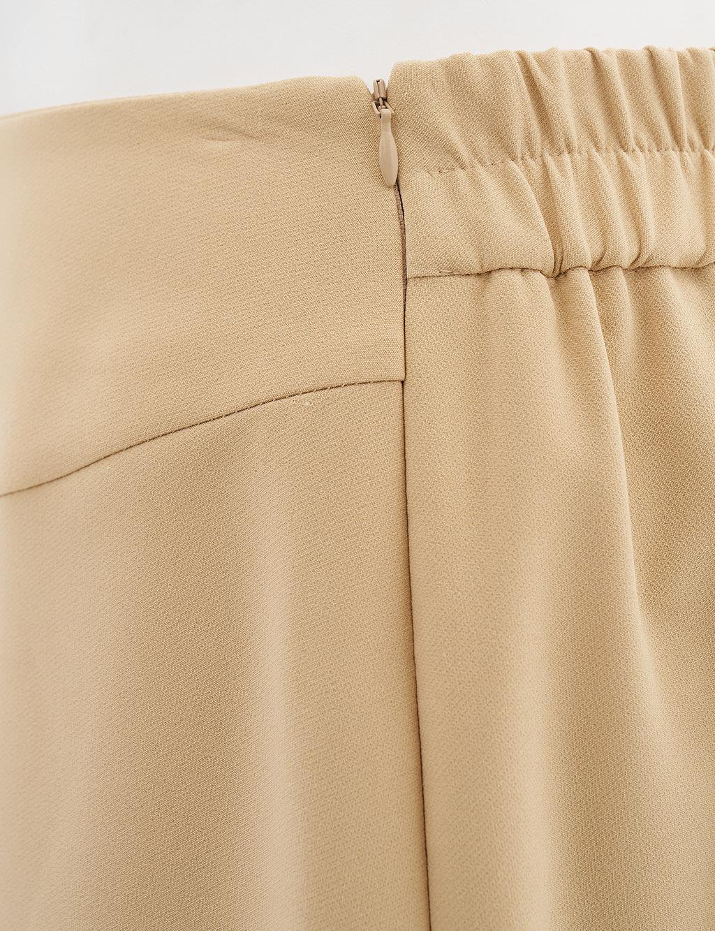 A-Line Skirt with Elastic Waist Beige