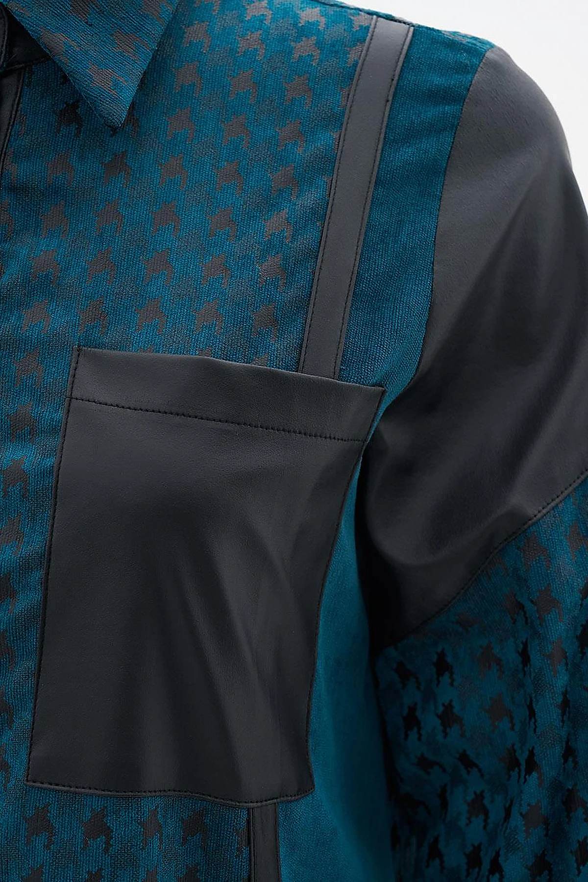 Garnished Goose Feet Pattern Tunic Petrol