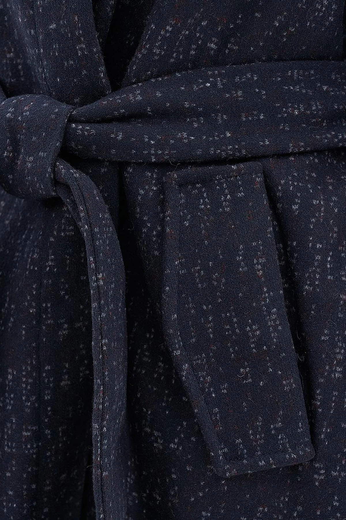 Belted Felt Coat Navy-Burgundy