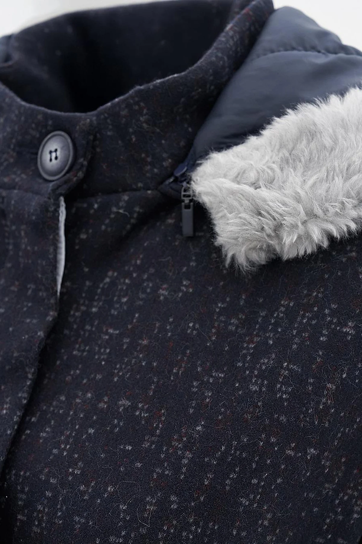 Belted Felt Coat Navy-Burgundy