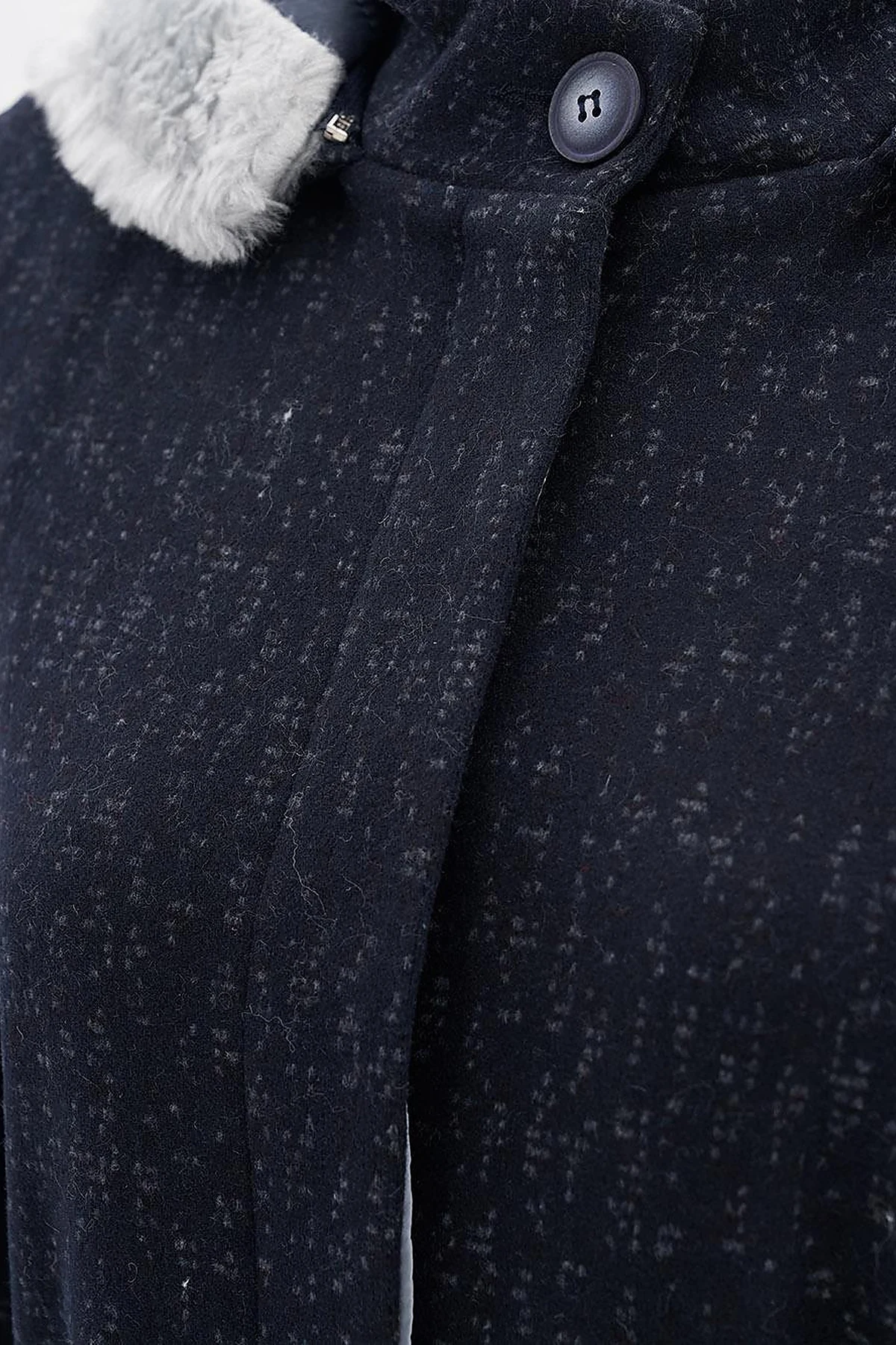 Belted Felt Coat Navy-Grey