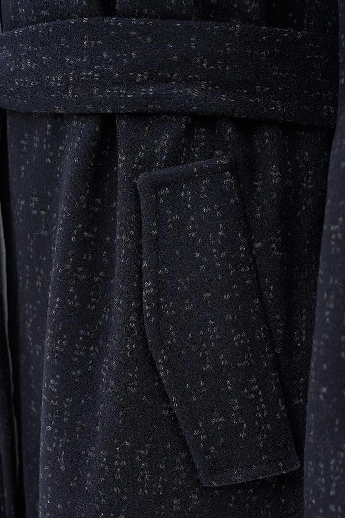 Belted Felt Coat Navy-Grey