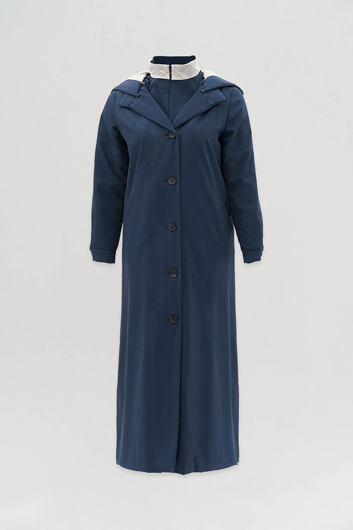 Hood Detailed Top Coat Dark Navy