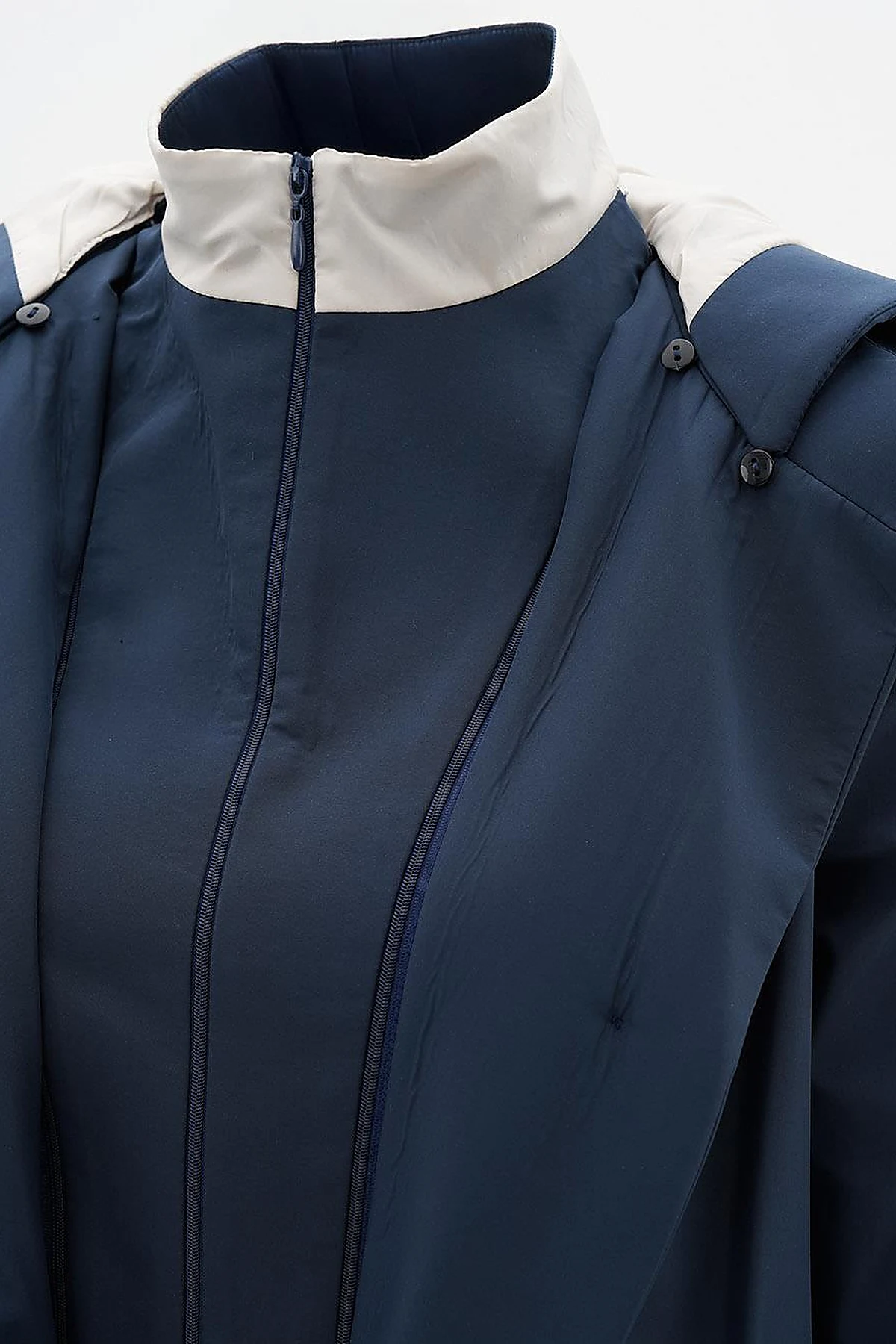 Hood Detailed Top Coat Dark Navy