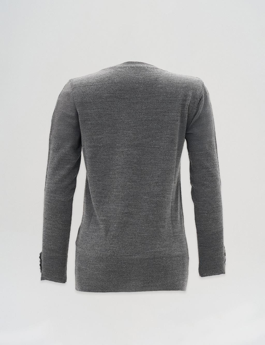 Crew Neck Knitted Blouse in Anthracite
