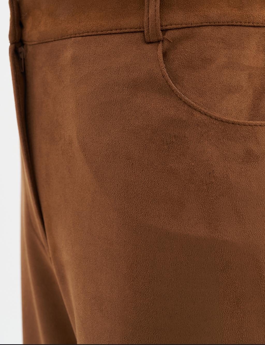 Elastic Waist Pocket Camel Trousers