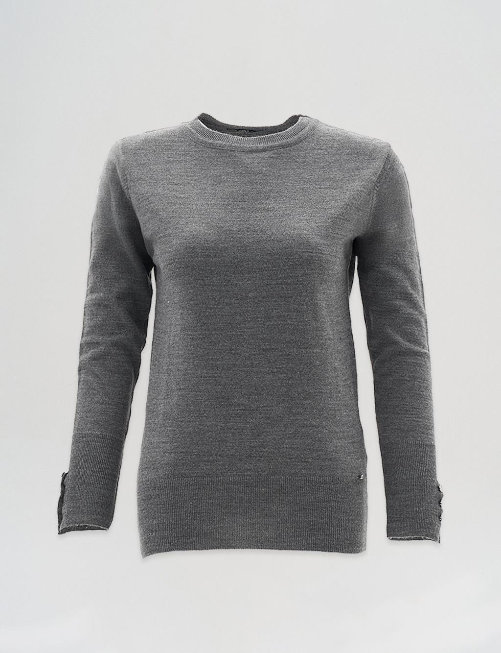 Crew Neck Knitted Blouse in Anthracite