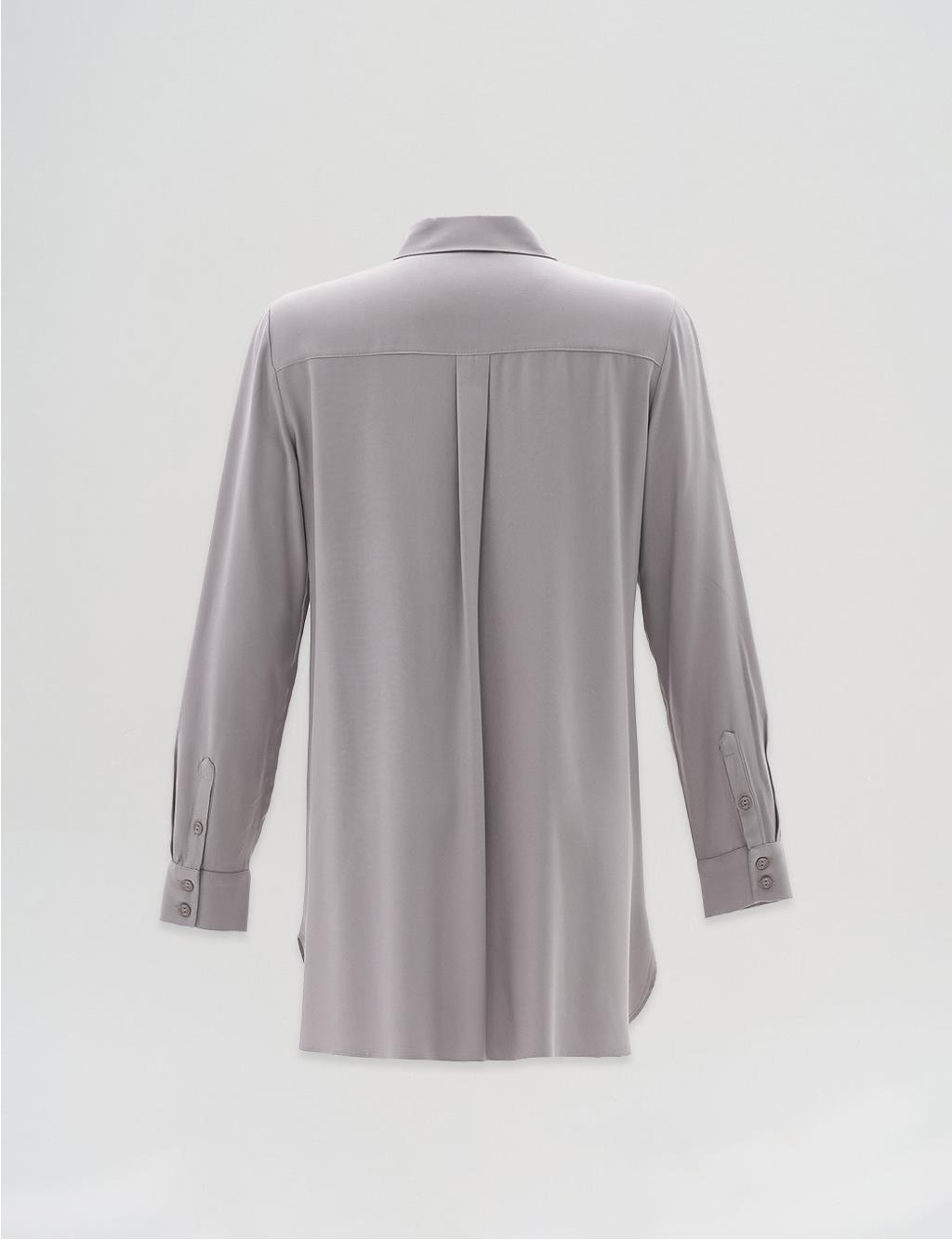 Concealed Placket Basic Tunic Light Gray