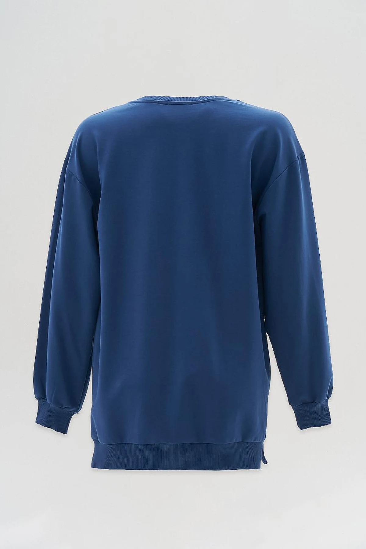 Crew Neck Drop-Shoulder Sweatshirt - Indigo