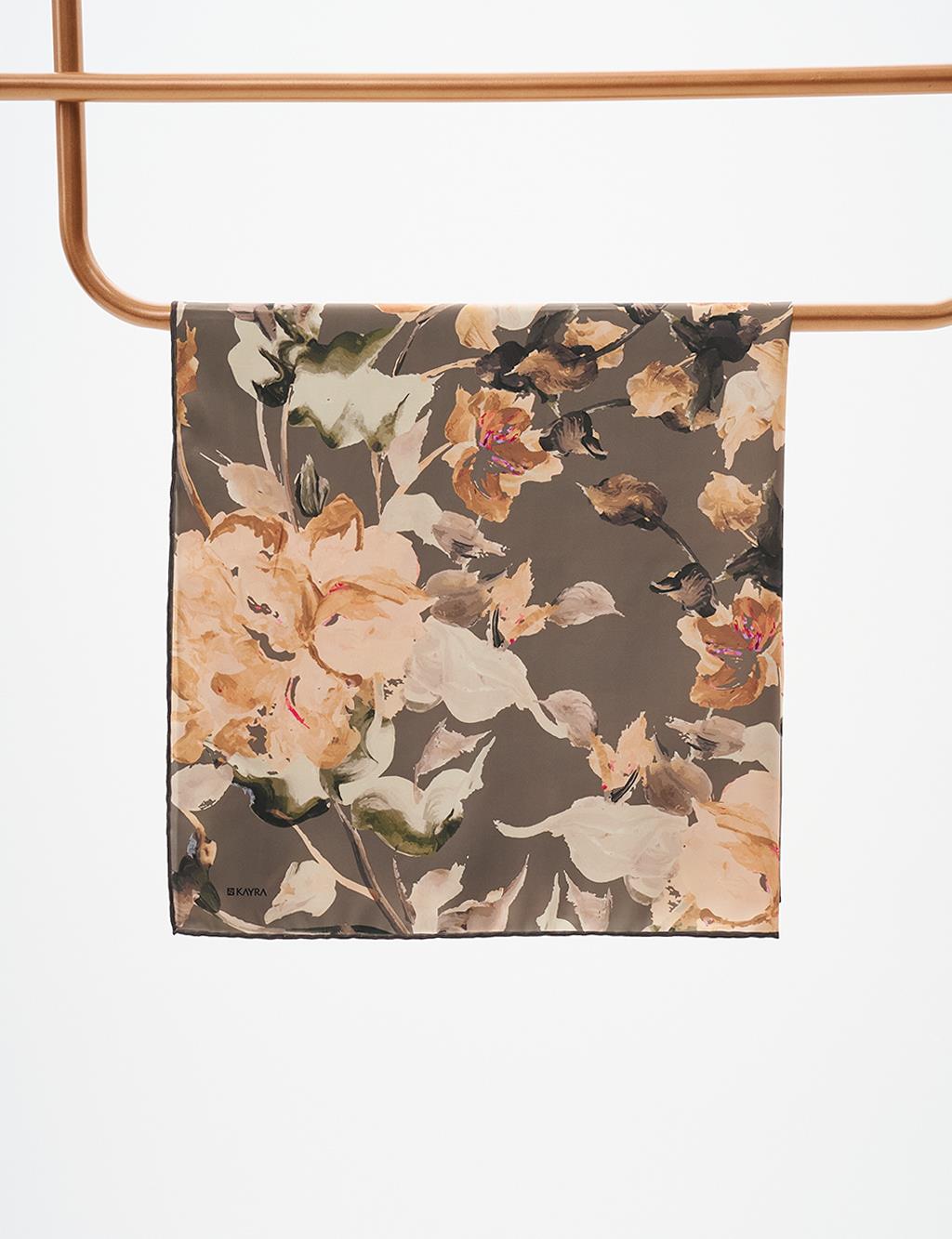 Floral Patterned Scarf Olive