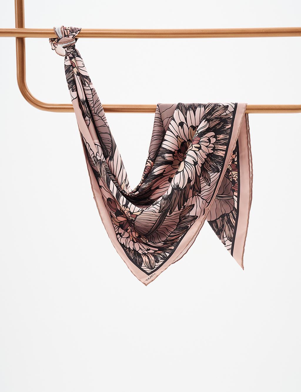 Floral Pattern Scarf Olive