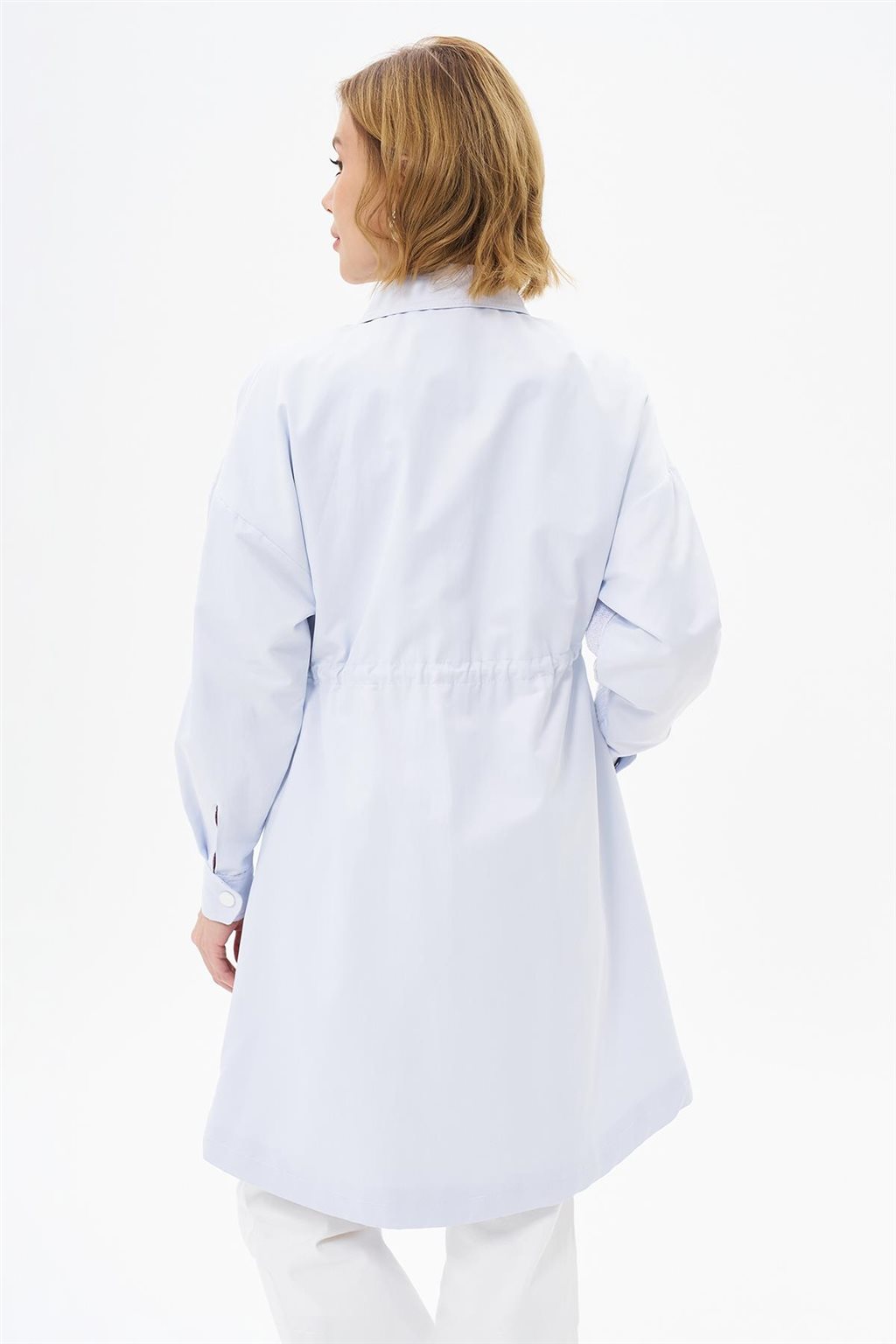 Short Sequined Trench Coat Blue