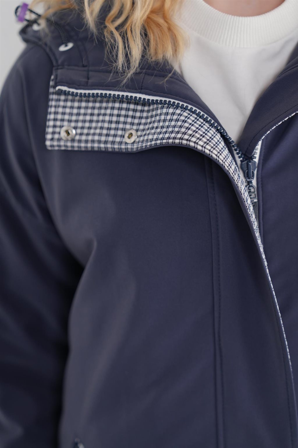 Hooded Snap Cloak Navy Blue