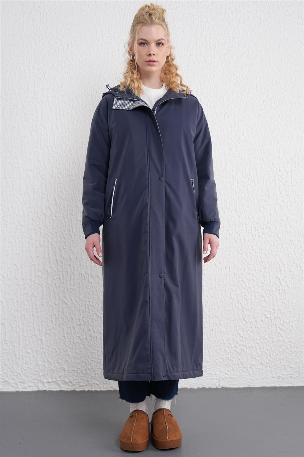 Hooded Snap Cloak Navy Blue