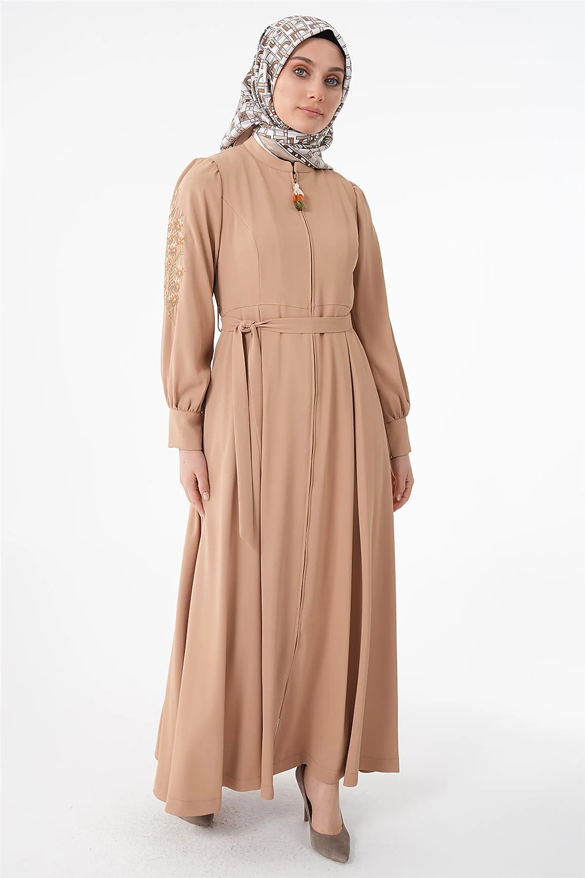 Embroidered Embroidered Coat Beige