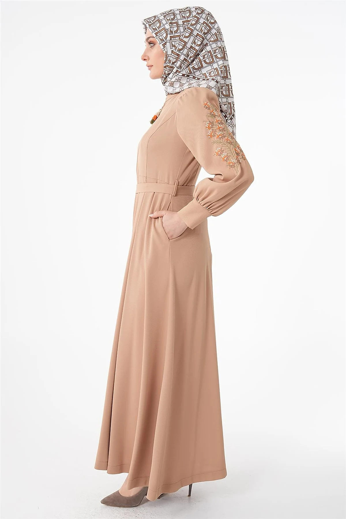 Embroidered Embroidered Coat Beige
