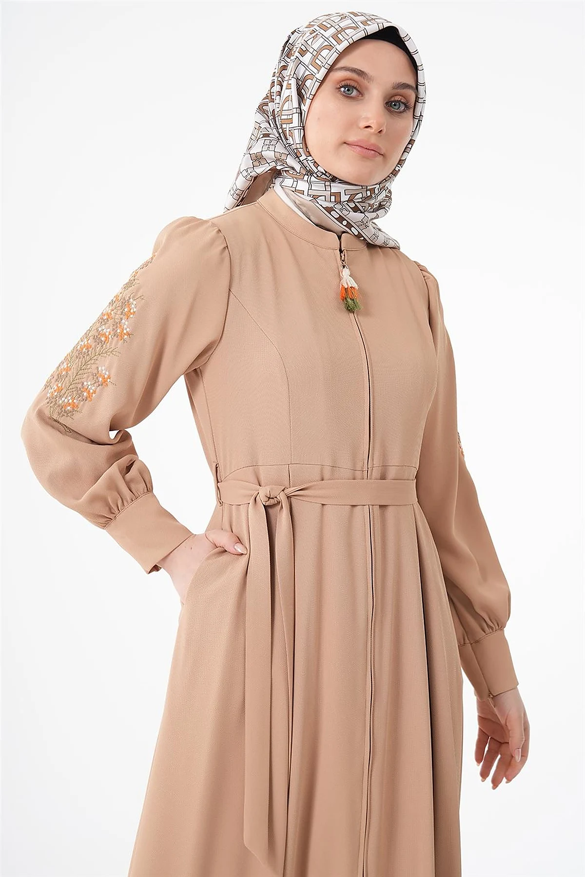 Embroidered Embroidered Coat Beige
