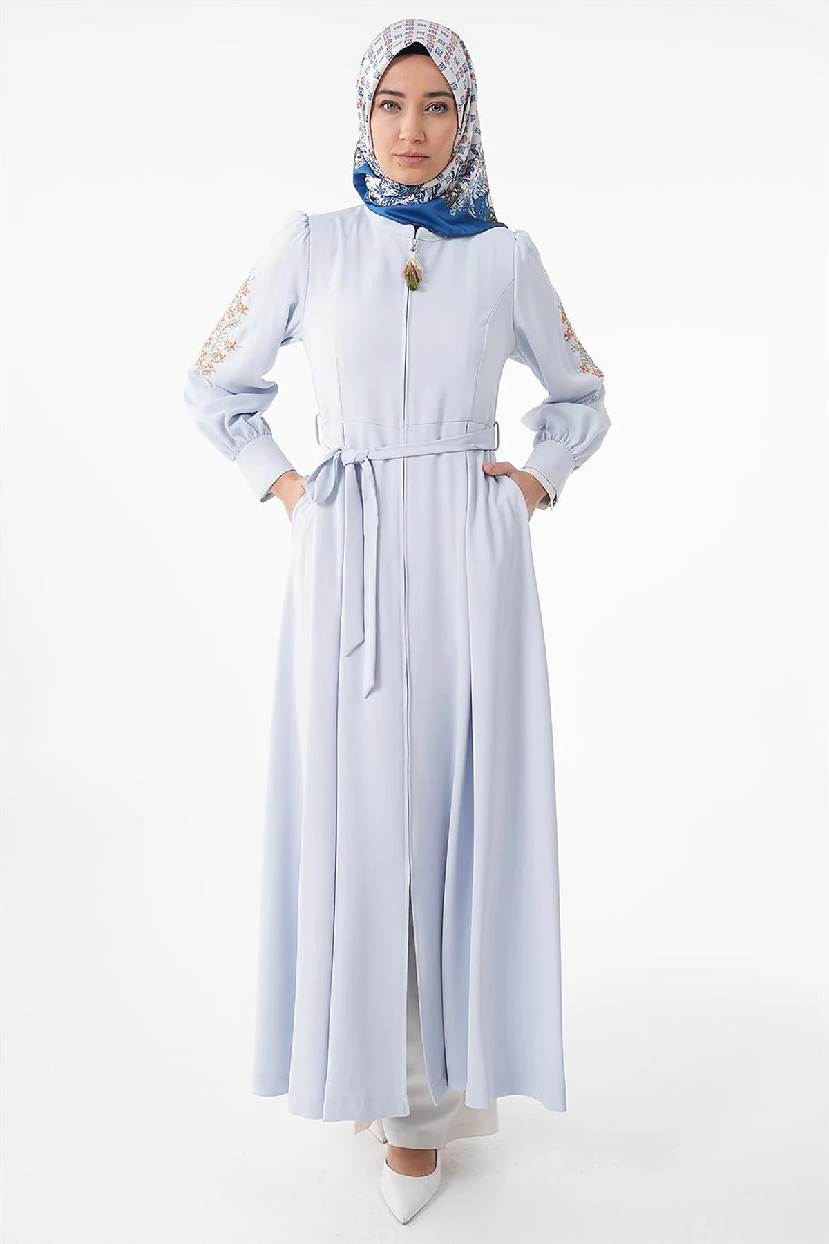 Embroidered Embroidered Coat Blue
