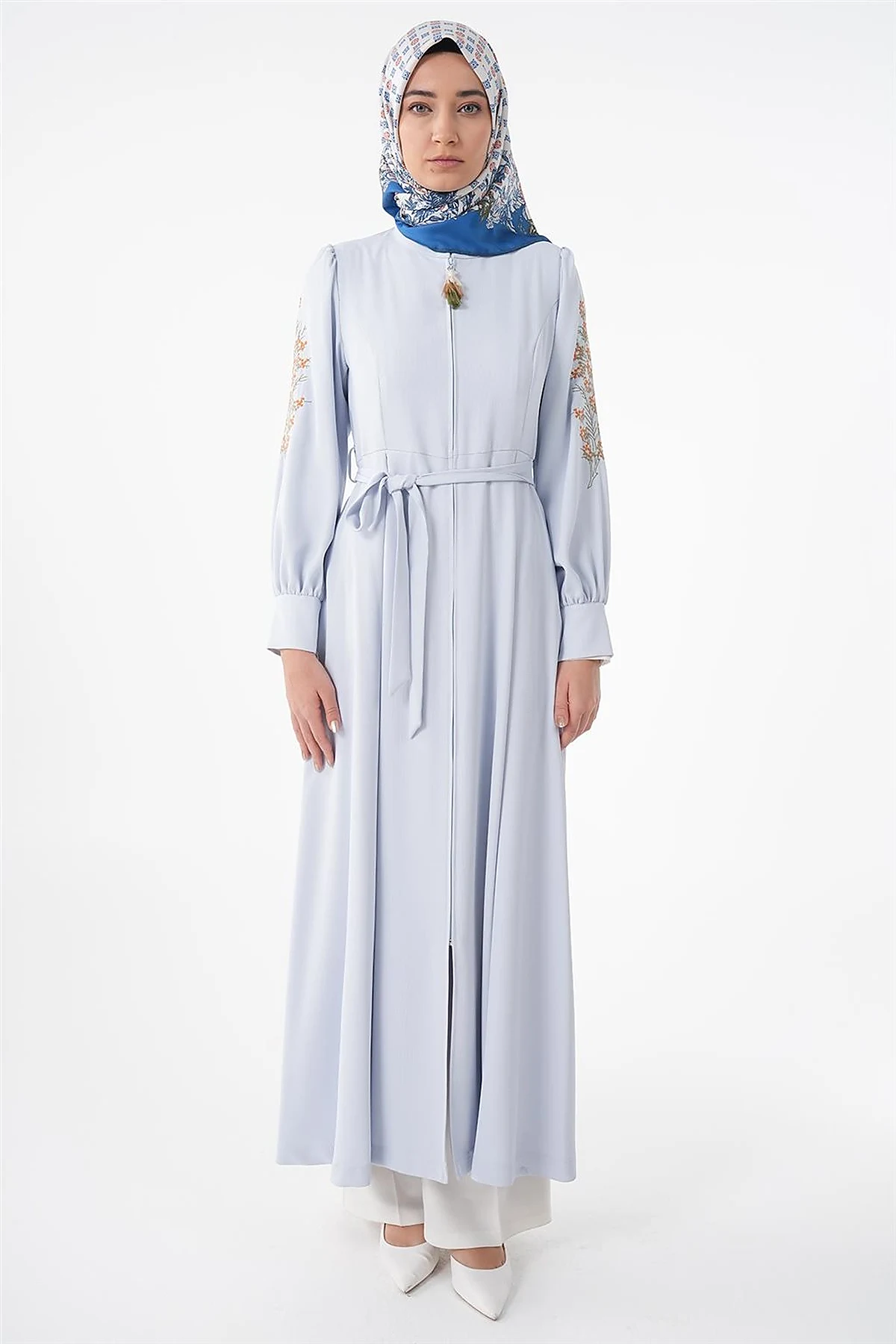 Embroidered Embroidered Coat Blue
