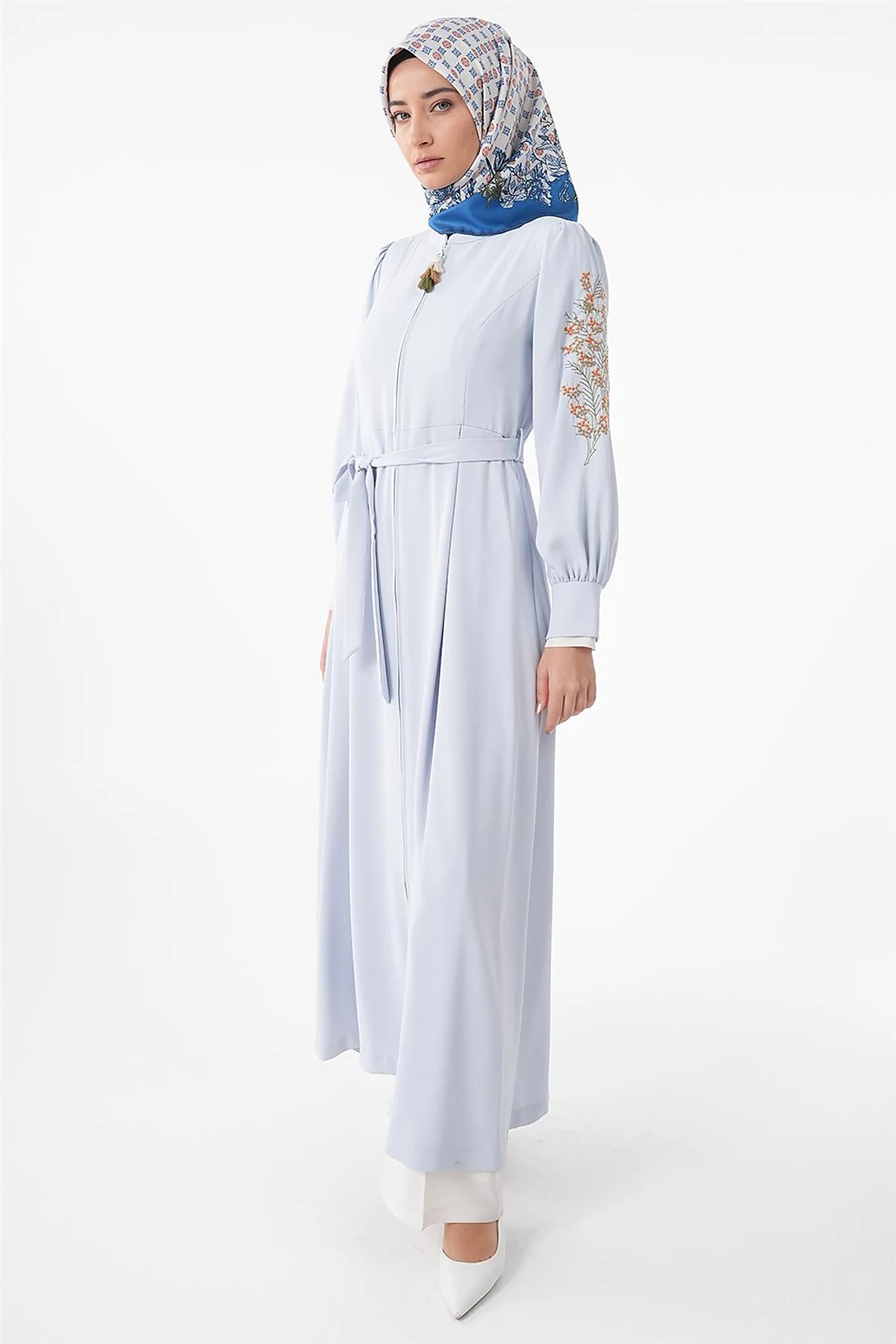Embroidered Embroidered Coat Blue