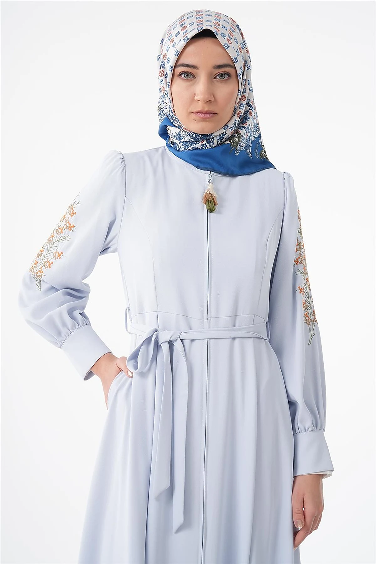 Embroidered Embroidered Coat Blue