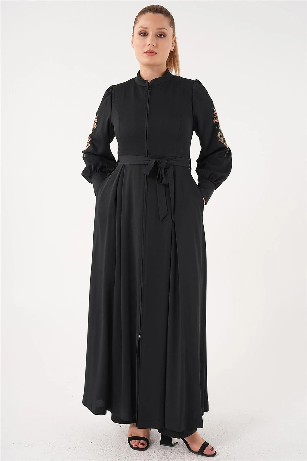 Embroidered Embroidered Coat Black