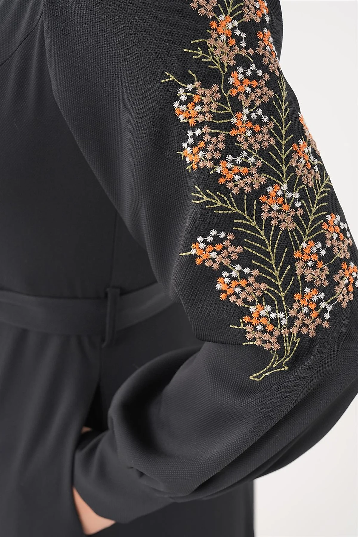 Embroidered Embroidered Coat Black