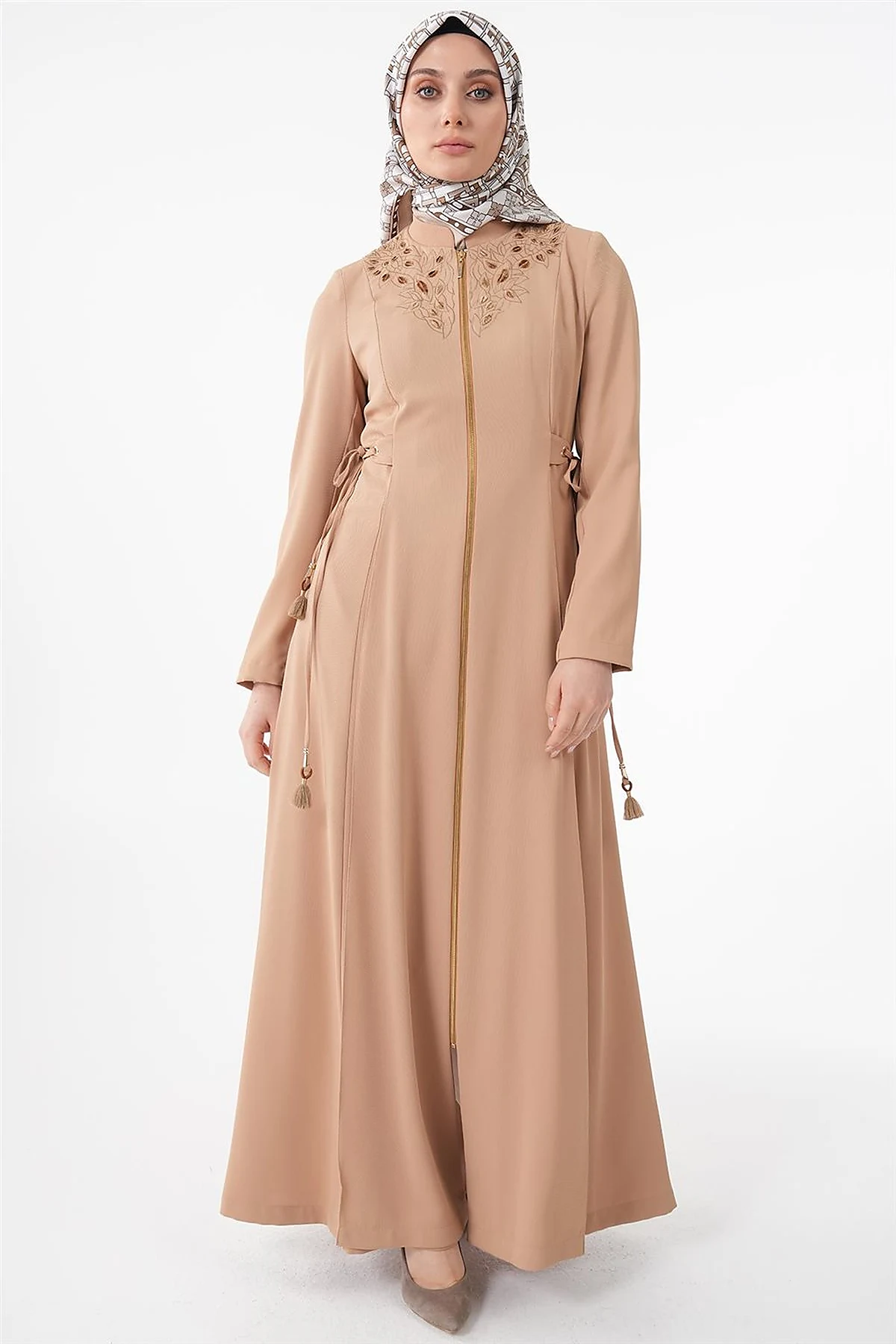 Drawstring Detailed Overcoat Beige
