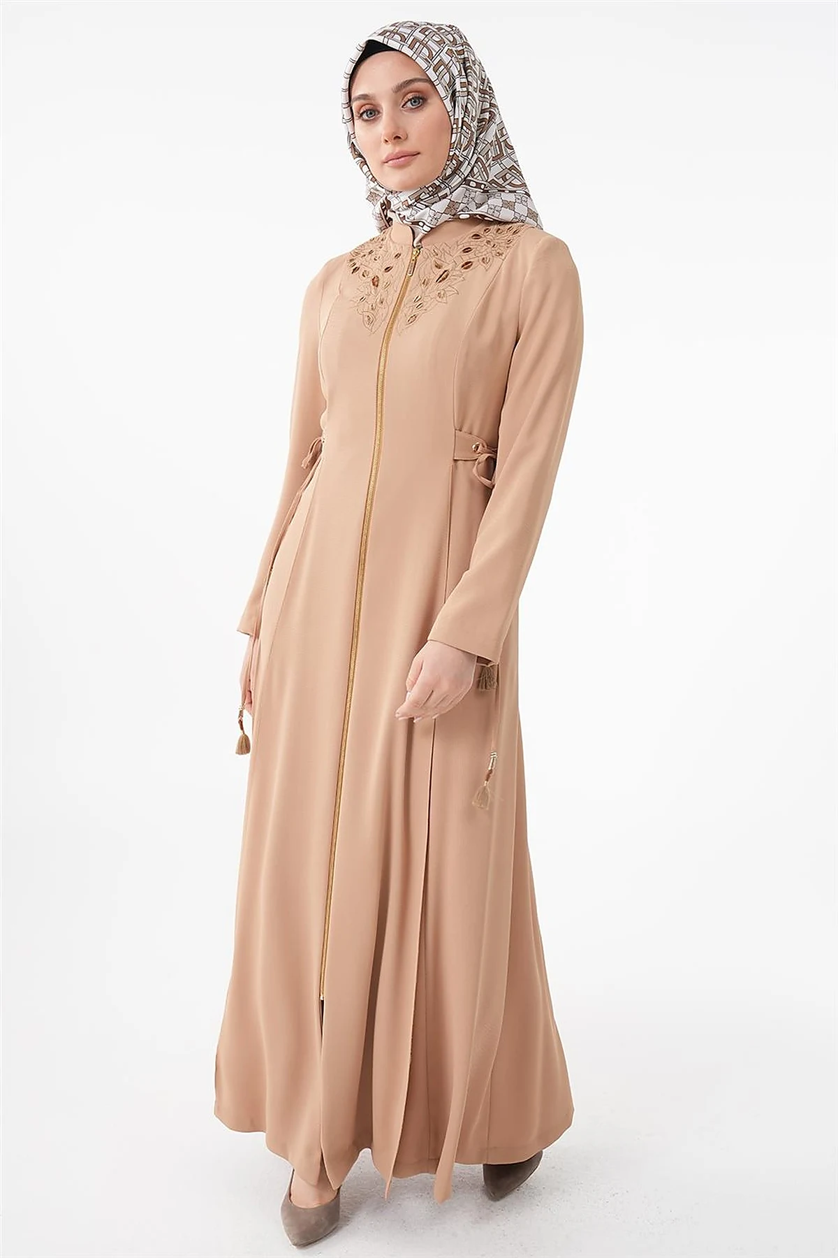 Drawstring Detailed Overcoat Beige
