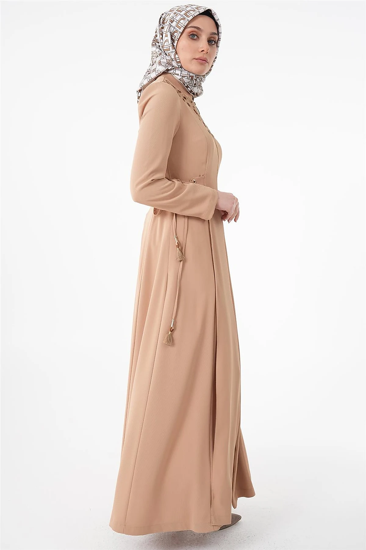 Drawstring Detailed Overcoat Beige