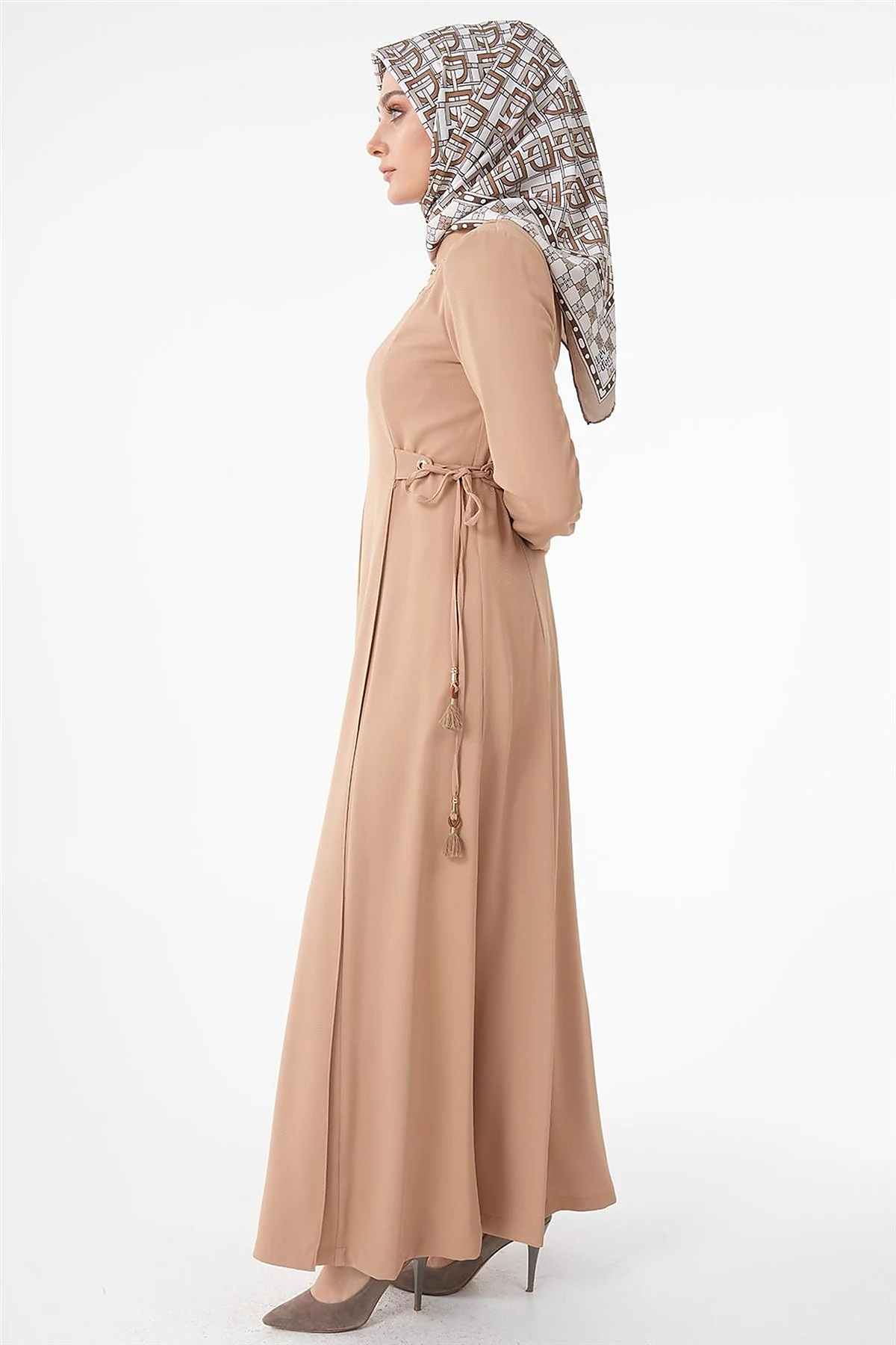 Drawstring Detailed Overcoat Beige