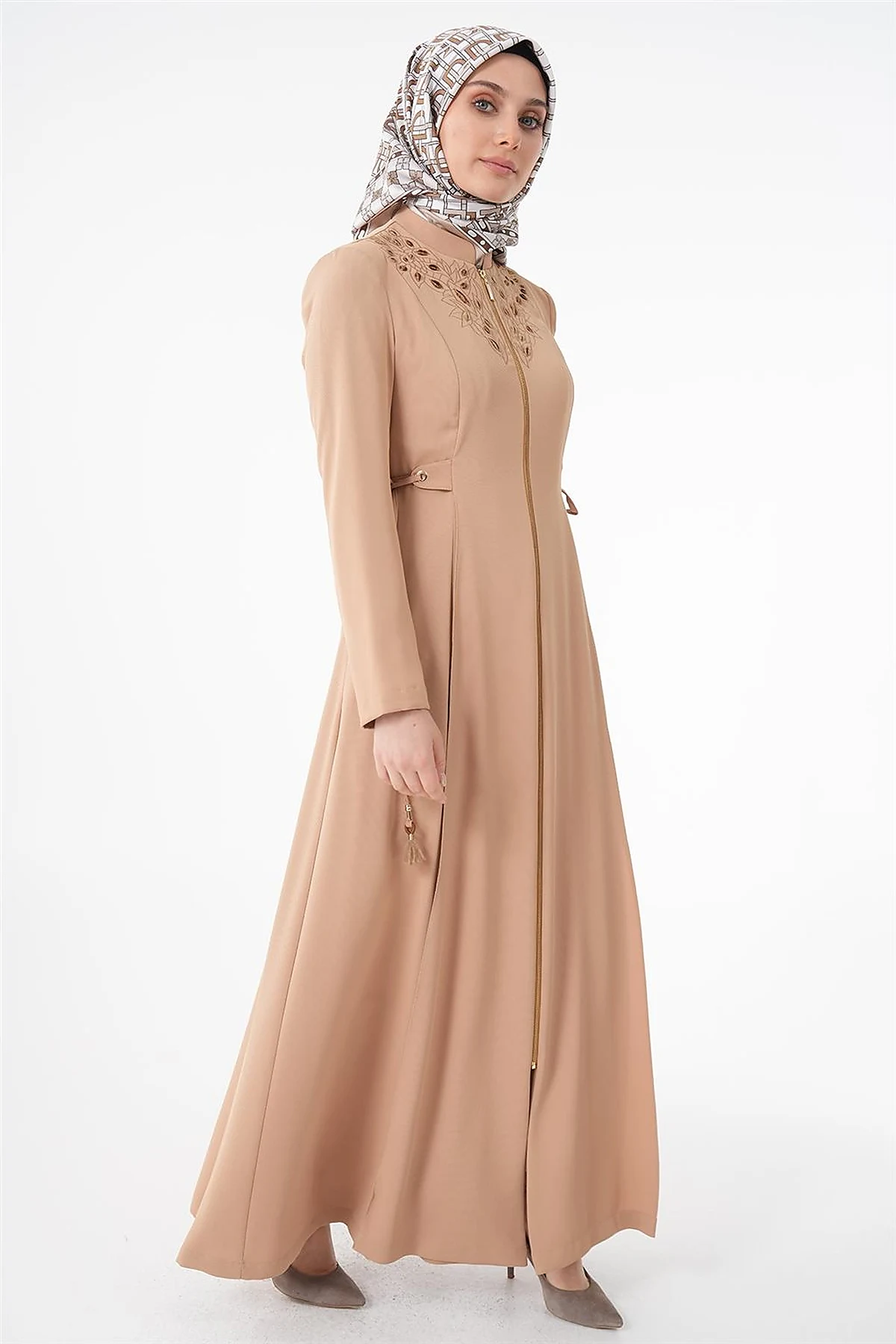 Drawstring Detailed Overcoat Beige