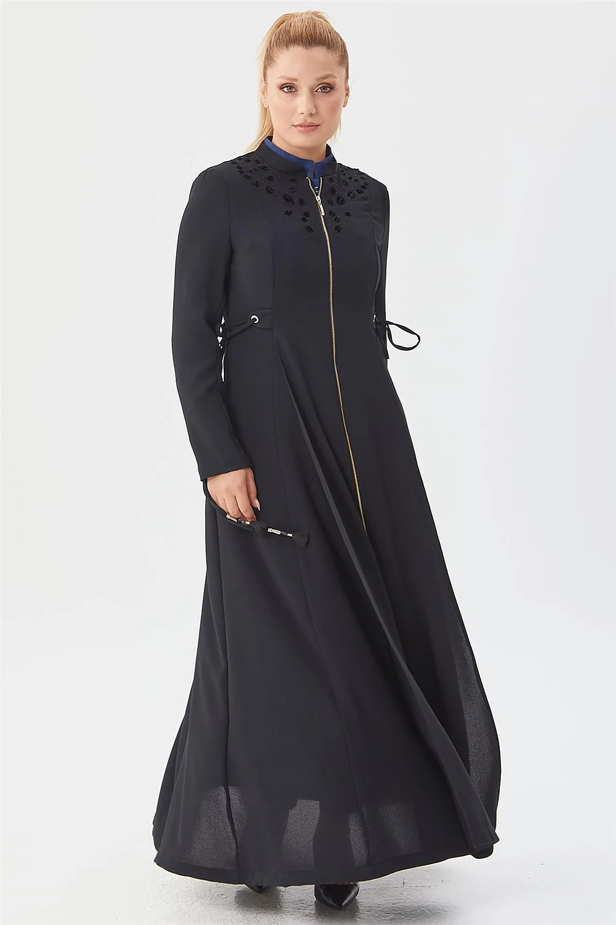 Drawstring Detailed Overcoat Black