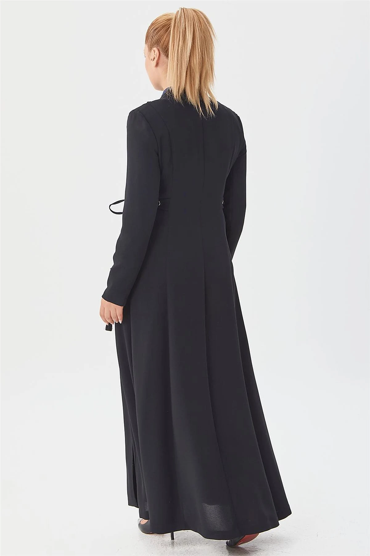 Drawstring Detailed Overcoat Black