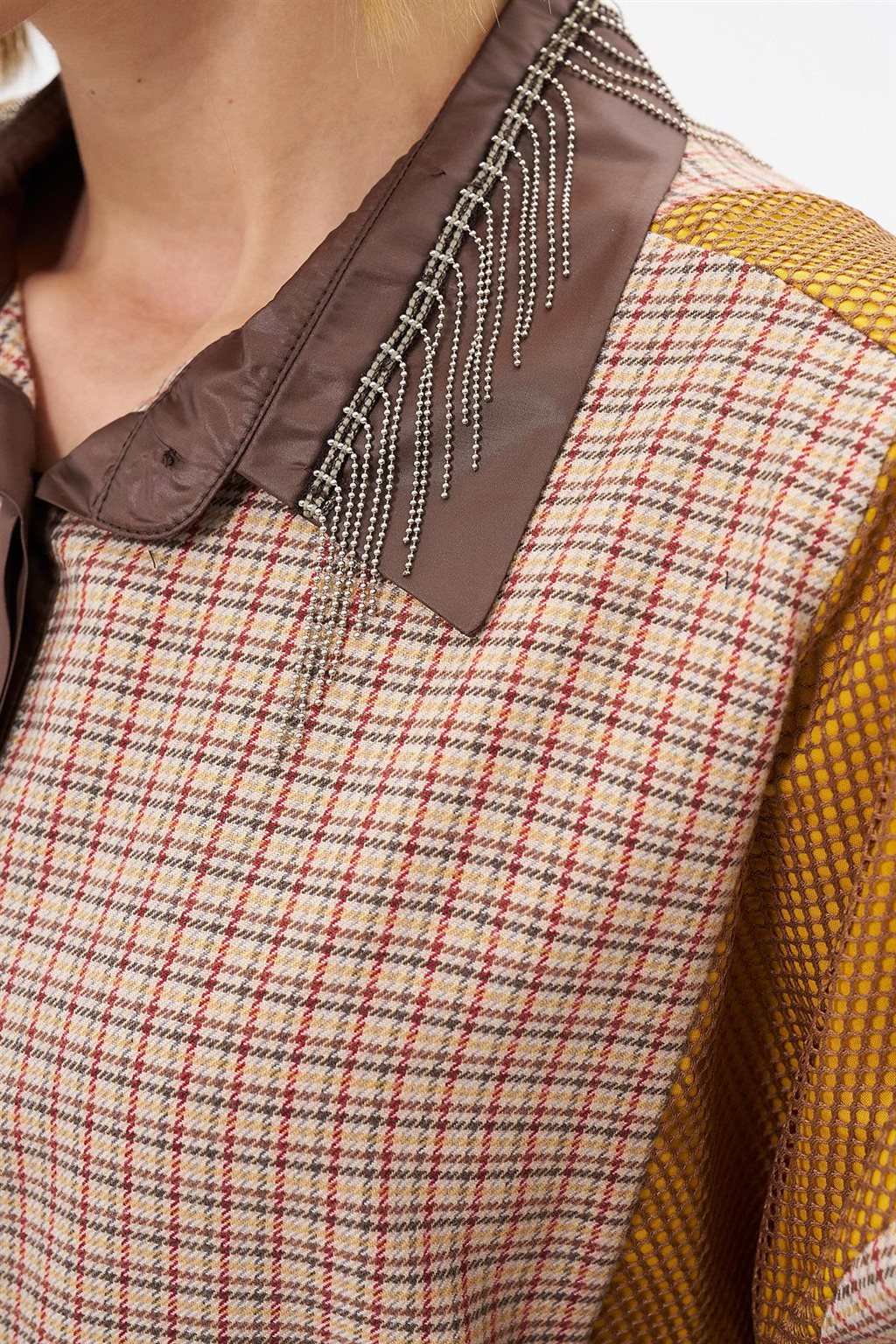 Shirt Collar Garnished Tunic Cream-Terra