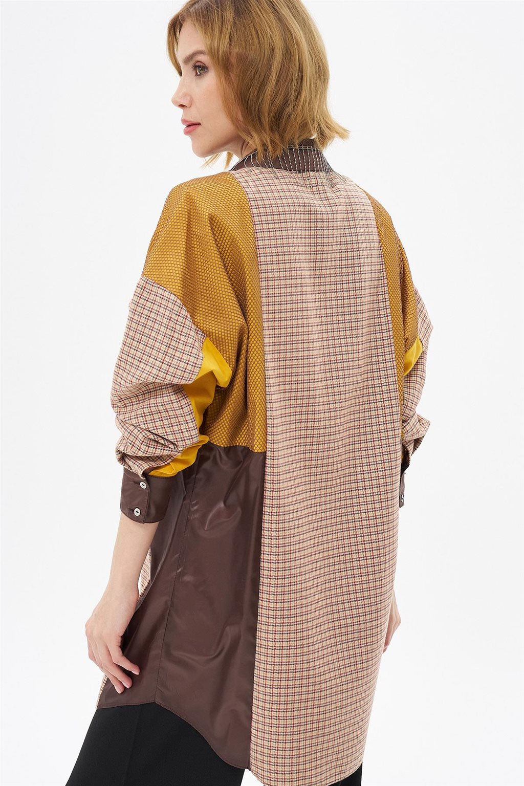 Shirt Collar Garnished Tunic Cream-Terra