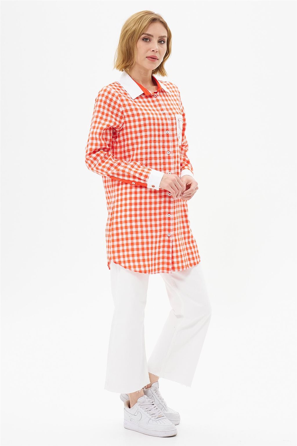 Strawberry Shirt Collar Tunic Coral