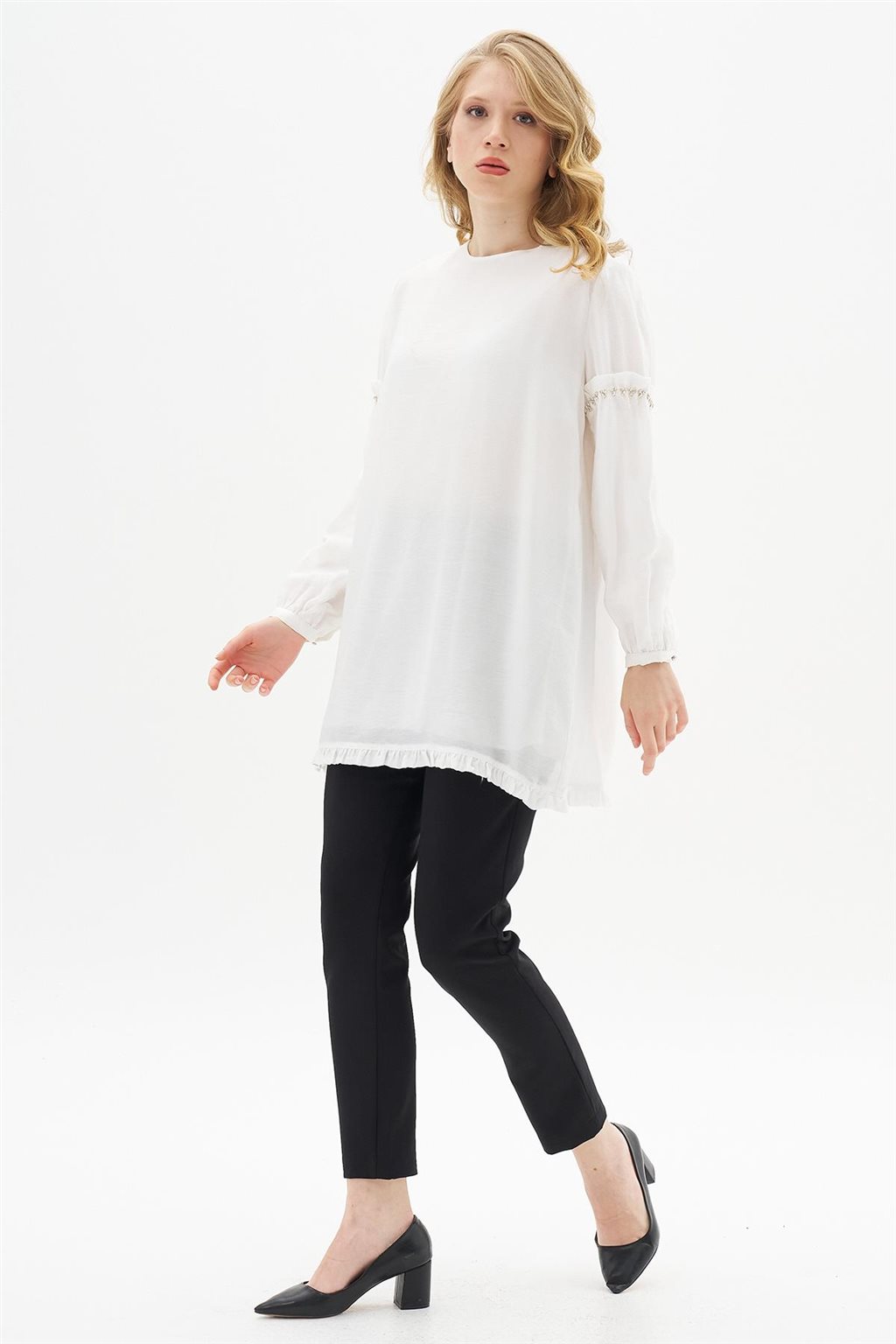 Stone Embroidered Tunic Optic White