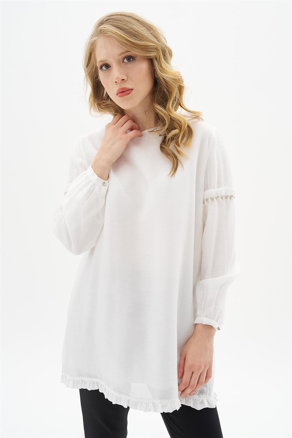 Stone Embroidered Tunic Optic White